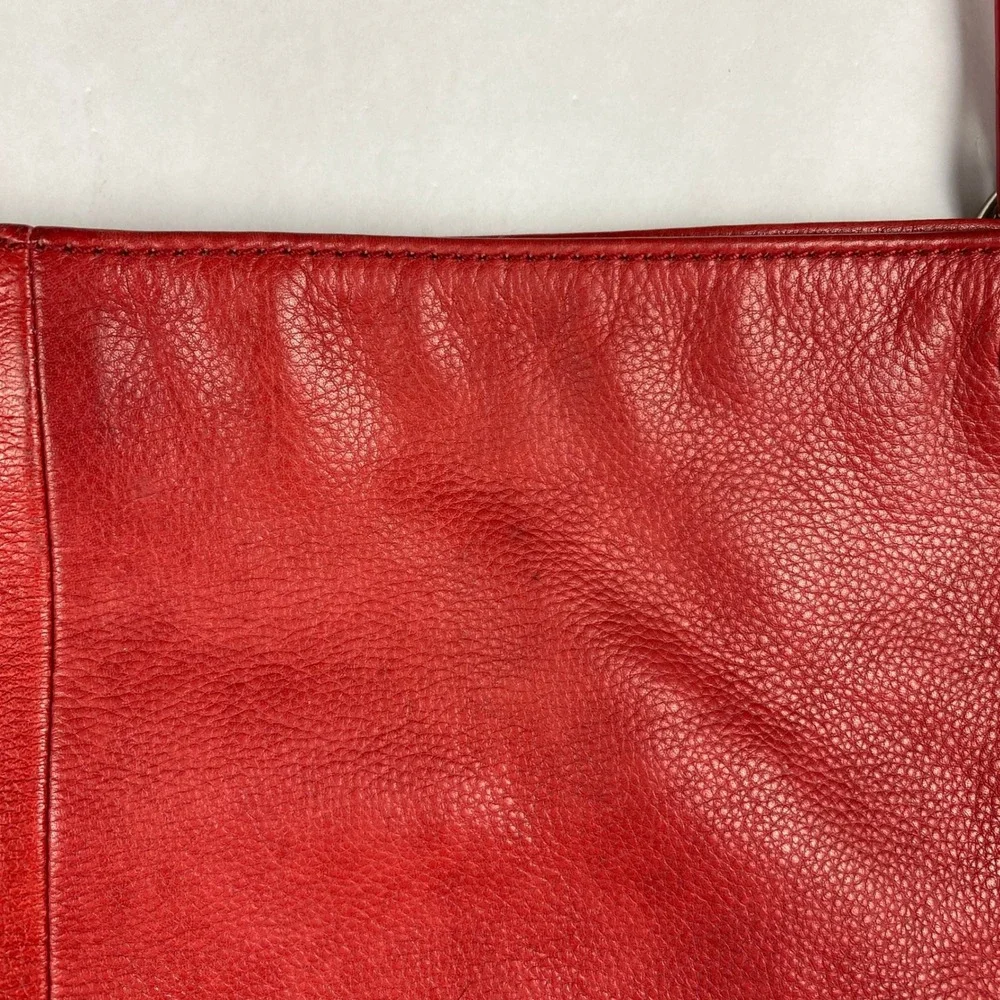 J.Jill Leather Purse Red Crossbody Hobo Bag - Flawed